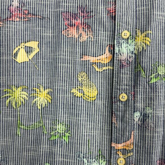 Tommy Bahama Hawaiian Shirt Mens XL Striped Button Up Palm-Versational Beach - Picture 4 of 7